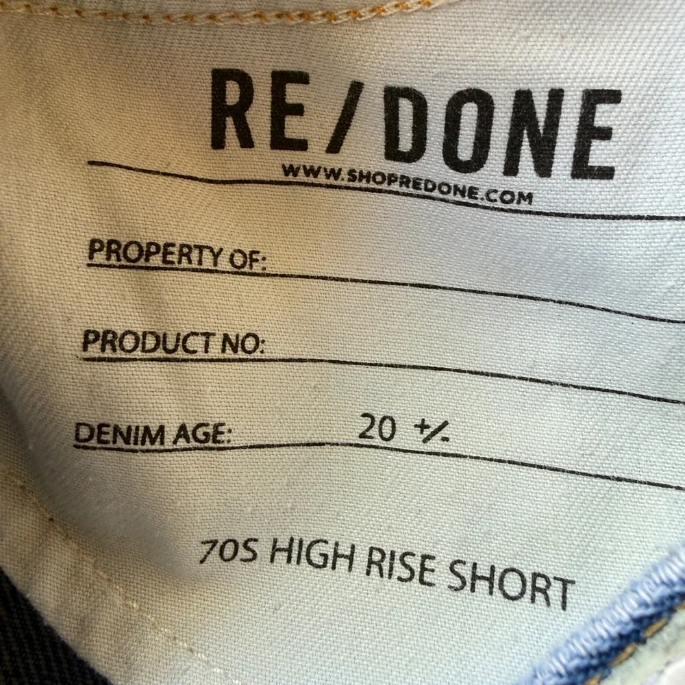 Revolve RE/DONE 70s High Rise‎ Short Women 28 Blue Distressed Raw Hem Denim